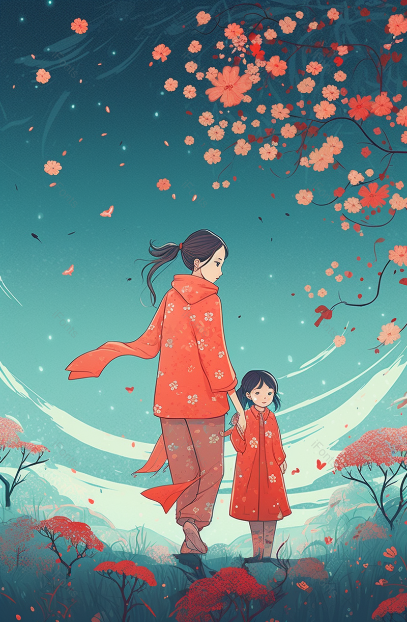 手绘手绘母亲节快乐母女背景,插画/手绘图,插画/手绘图库,插画/手绘图下载,插画/手绘